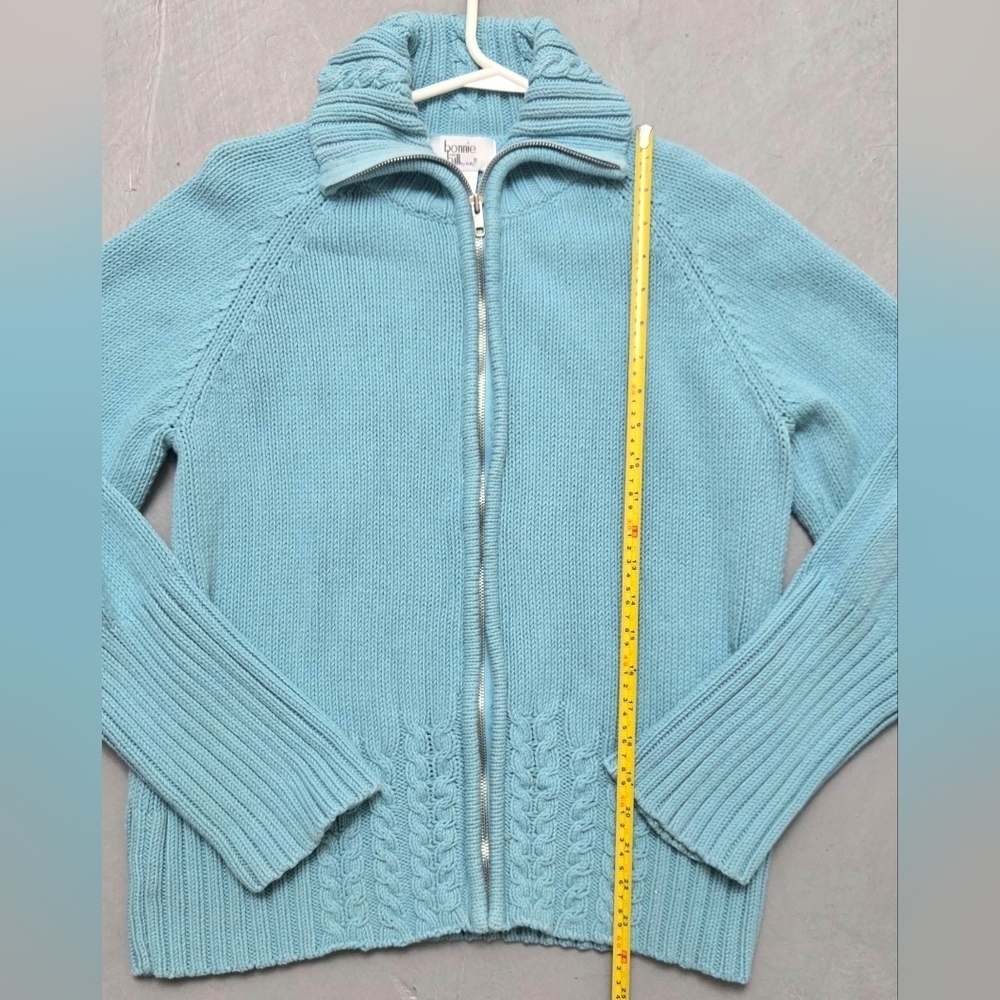 Vintage Bonnie & Bill XL Cottonblend Candy Blue Women's Zipper Cardigan Sweater - Picture 10 of 12